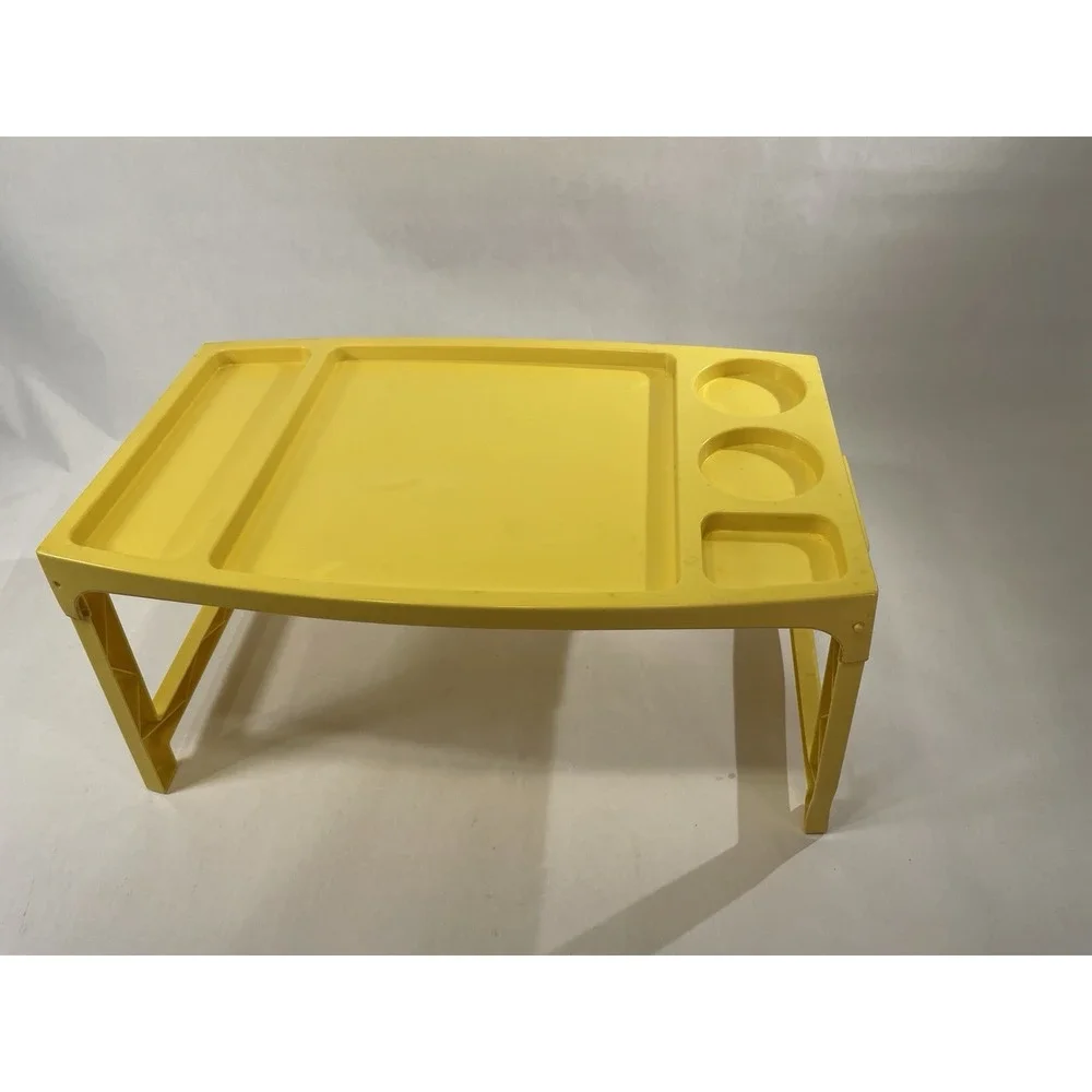 1970s Frem Corp USA Yellow Sectioned Plastic Folding Breakfast in Bed Tray MCM